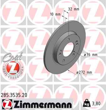 Zimmermann Brake Disc for HYUNDAI i30 (PDE, PD, PDEN) rear