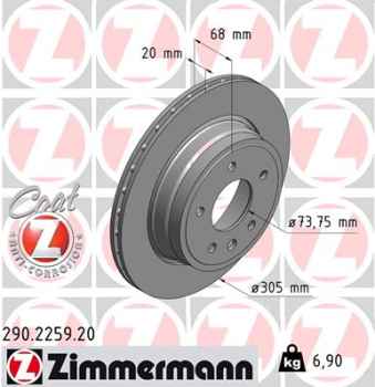 Zimmermann Brake Disc for DAIMLER DAIMLER XJ (X30_) rear