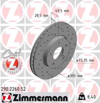 Zimmermann Sport Brake Disc for DAIMLER DAIMLER XJ (X30_) front