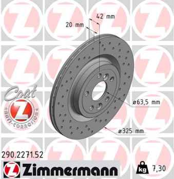 Zimmermann Sport Brake Disc for JAGUAR F-PACE (X761) rear