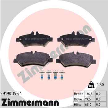 Zimmermann Brake pads for MERCEDES-BENZ SPRINTER 5-t Kasten (906) rear