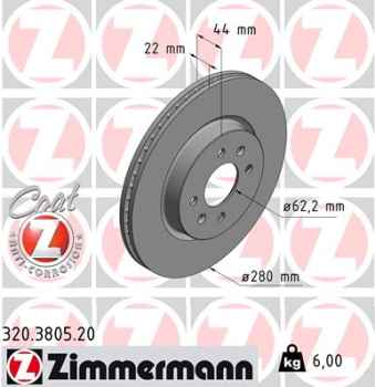 Zimmermann Brake Disc for HYUNDAI i20 (GB, IB) front