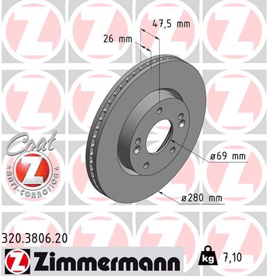 Zimmermann Brake Disc for KIA SPORTAGE (JE_, KM_) front