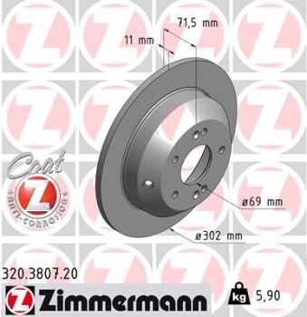 Zimmermann Brake Disc for HYUNDAI SANTA FÉ III (DM) rear