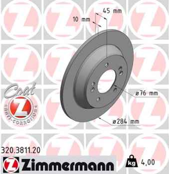 Zimmermann Brake Disc for KIA CARENS IV rear