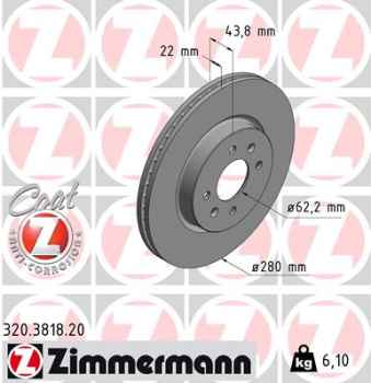 Zimmermann Brake Disc for KIA STONIC (YB) front