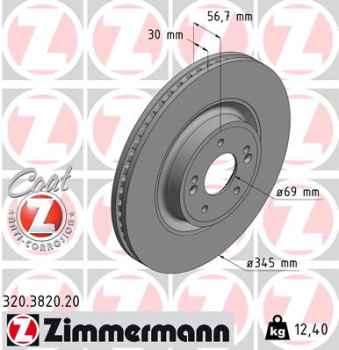 Zimmermann Brake Disc for KIA STINGER (CK) front