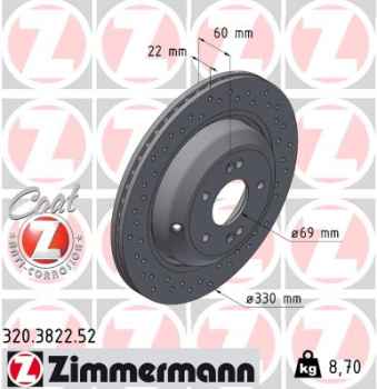 Zimmermann Sport Brake Disc for KIA STINGER (CK) rear