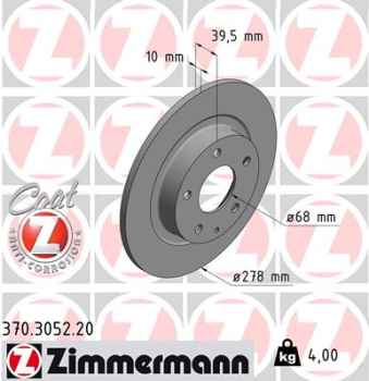 Zimmermann Brake Disc for MAZDA 6 Stufenheck (GJ, GL) rear
