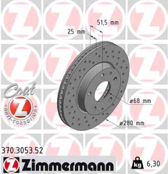 Zimmermann Sport Brake Disc for MAZDA 3 Stufenheck (BM, BN) front