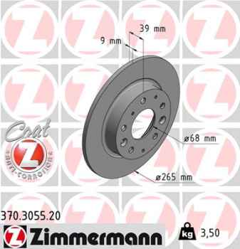 Zimmermann Brake Disc for MAZDA 3 (BM, BN) rear