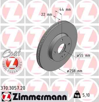 Zimmermann Brake Disc for MAZDA 2 (DL, DJ) front