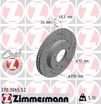 Zimmermann Sport Brake Disc for MAZDA 626 V Hatchback (GF) front