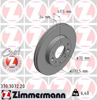 Zimmermann Brake Disc for MAZDA 323 F VI (BJ) front
