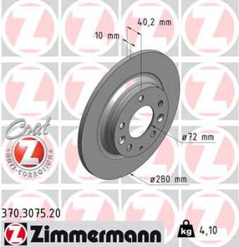 Zimmermann Brake Disc for MAZDA 6 Hatchback (GG) rear