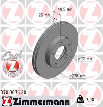 Zimmermann Brake Disc for MAZDA 3 (BK) front
