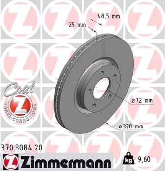 Zimmermann Brake Disc for MAZDA 3 (BK) front
