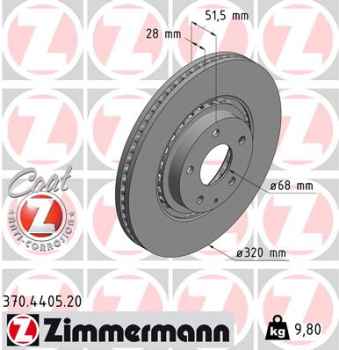 Zimmermann Brake Disc for MAZDA 6 Kombi (GJ, GL) front