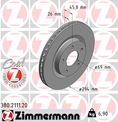 Zimmermann Brake Disc for PEUGEOT 4008 front