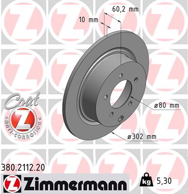Zimmermann Brake Disc for MITSUBISHI OUTLANDER II (CW_W) rear
