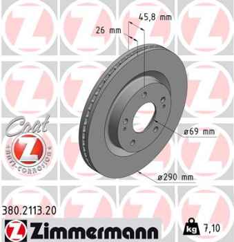 Zimmermann Brake Disc for MITSUBISHI GRANDIS (NA_W) front