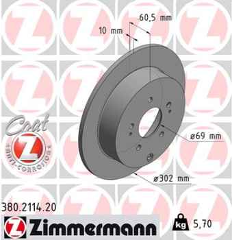 Zimmermann Brake Disc for MITSUBISHI GRANDIS (NA_W) rear