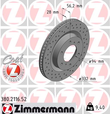 Zimmermann Sport Brake Disc for MITSUBISHI PAJERO IV (V8_W, V9_W) front