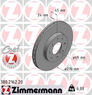 Zimmermann Brake Disc for MITSUBISHI GALANT V (E5_A, E7_A, E8_A) front