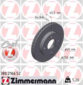 Zimmermann Sport Brake Disc for MITSUBISHI COLT CZC Cabriolet (RG) front