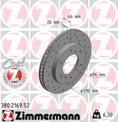 Zimmermann Sport Brake Disc for MITSUBISHI PAJERO SPORT I (K7_, K9_) front