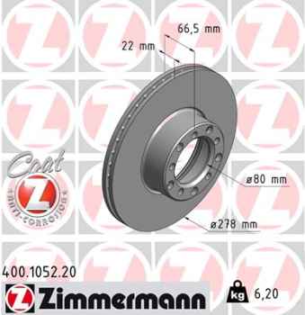 Zimmermann Brake Disc for MERCEDES-BENZ SL Coupe (C107) front