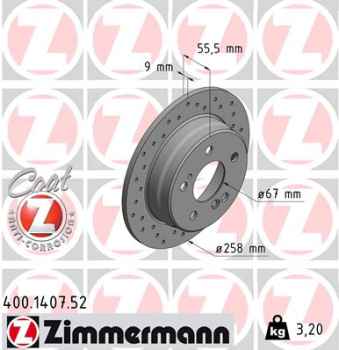 Zimmermann Sport Brake Disc for MERCEDES-BENZ KOMBI T-Model (S124) rear