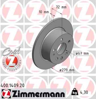 Zimmermann Brake Disc for MERCEDES-BENZ KOMBI T-Model (S123) rear