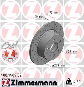 Zimmermann Sport Brake Disc for MERCEDES-BENZ KOMBI T-Model (S123) rear