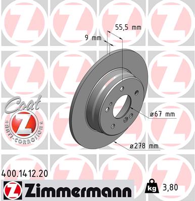 Zimmermann Brake Disc for MERCEDES-BENZ C-KLASSE (W203) rear