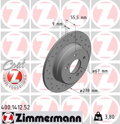 Zimmermann Sport Brake Disc for MERCEDES-BENZ C-KLASSE (W203) rear