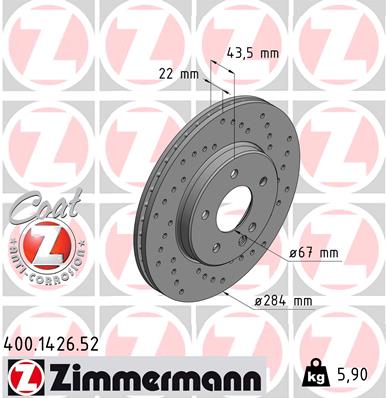 Zimmermann Sport Brake Disc for MERCEDES-BENZ C-KLASSE T-Model (S202) front