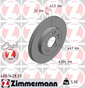 Zimmermann Brake Disc for MERCEDES-BENZ E-KLASSE Cabriolet (A124) front