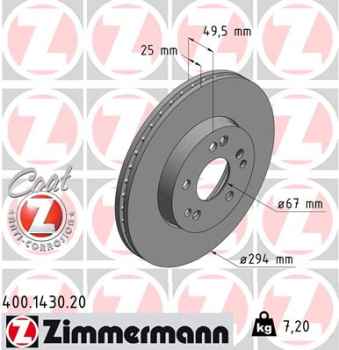 Zimmermann Brake Disc for MERCEDES-BENZ E-KLASSE (W124) front