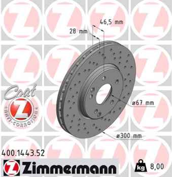 Zimmermann Sport Brake Disc for MERCEDES-BENZ E-KLASSE T-Model (S210) front