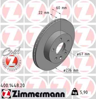 Zimmermann Brake Disc for MERCEDES-BENZ VITO Kasten (638) front