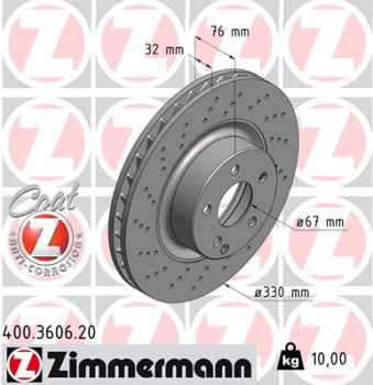 Zimmermann Brake Disc for MERCEDES-BENZ S-KLASSE Coupe (C215) front