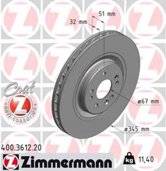 Zimmermann Brake Disc for MERCEDES-BENZ M-KLASSE (W163) front