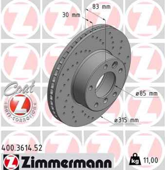 Zimmermann Sport Brake Disc for PUCH G-MODELL (W461) front