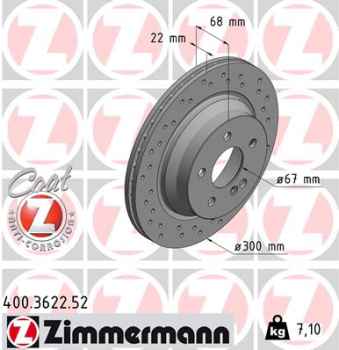 Zimmermann Sport Brake Disc for MERCEDES-BENZ E-KLASSE T-Model (S211) rear