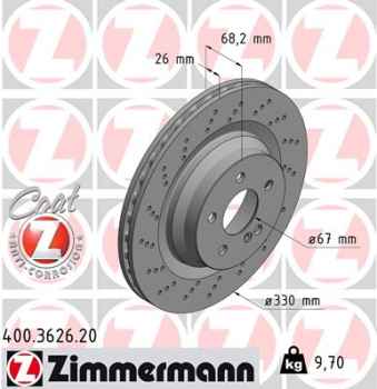 Zimmermann Brake Disc for MERCEDES-BENZ E-KLASSE (W211) rear
