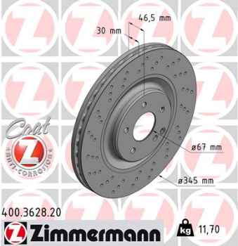 Zimmermann Brake Disc for MERCEDES-BENZ C-KLASSE (W203) front