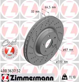 Zimmermann Sport Brake Disc for MERCEDES-BENZ E-KLASSE (W211) front