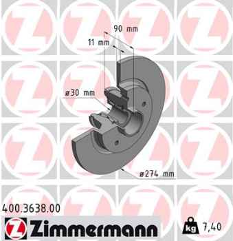 Zimmermann Brake Disc for MERCEDES-BENZ CITAN Kasten (415) rear