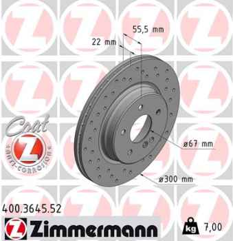Zimmermann Sport Brake Disc for MERCEDES-BENZ E-KLASSE (W210) rear